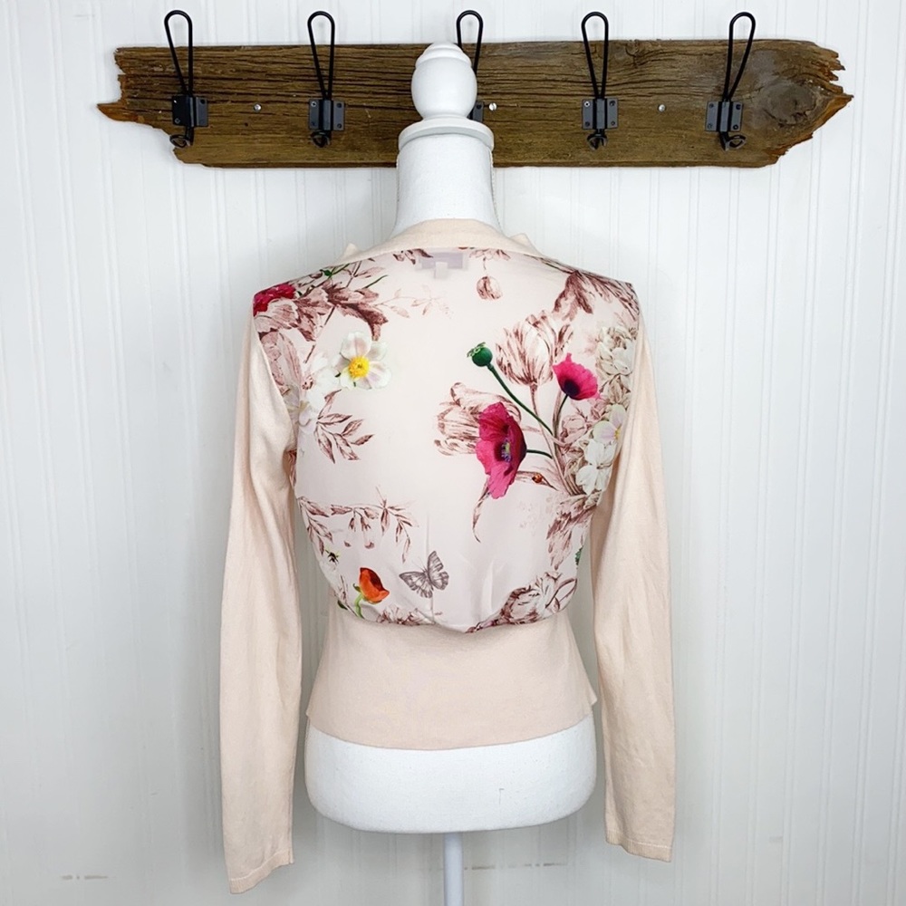 Ted Baker Floral Cardigan Semi Sheer Back